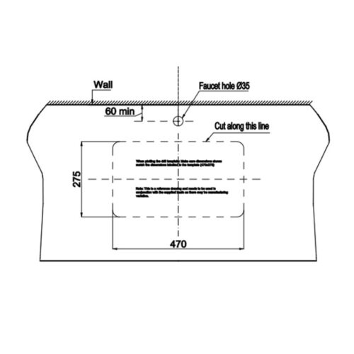 Kích thước chậu lavabo âm bàn Sapporo 545 Hafele 588.79.014-1