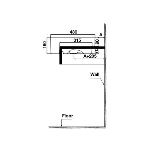 Kích thước chậu lavabo bán âm Sapporo Hafele 588.79.040-2