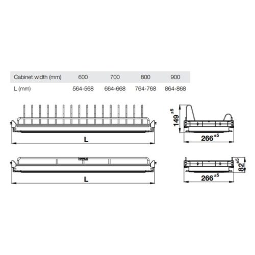 Kích thước giá bát cố định Hafele Oria 544.07.013 600mm