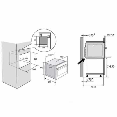 Kích thước lò hấp mini 29L Brandt BKV7132LX