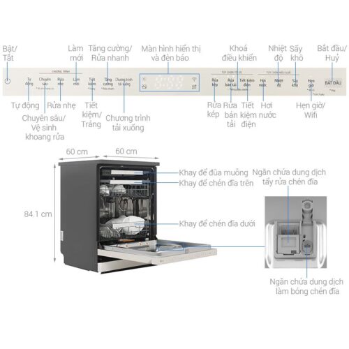 Kích thước máy rửa bát độc lập LG LDT14BGA3 ANBPEVN