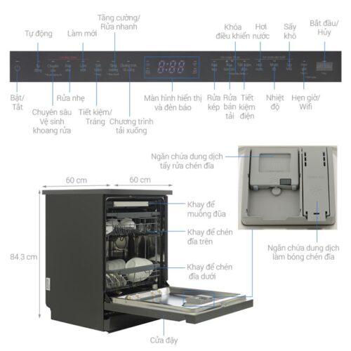 Kích thước máy rửa bát độc lập LG LDT14BLA4 ABMPEVN