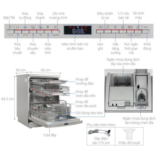 Kích thước máy rửa bát độc lập Bosch SMS6ZDI08E Serie 6