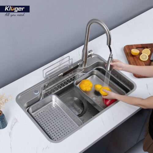 Ảnh thực tế chậu rửa bát 1 hố Kluger KF7848FS-S78 Plus