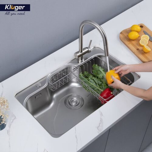 Ảnh thực tế chậu rửa bát 1 hố Kluger KW8151FS-S80