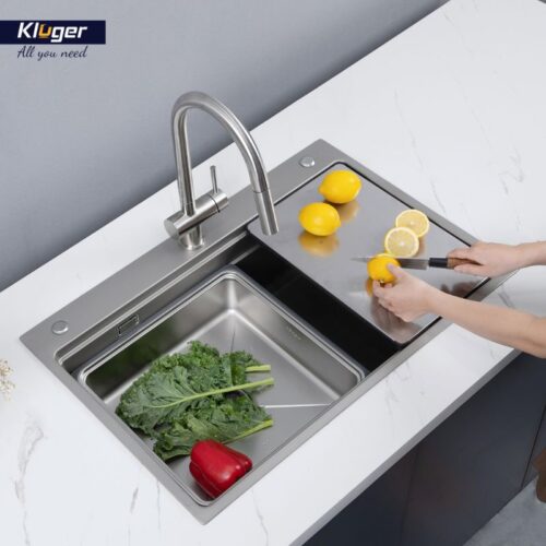 Ảnh thực tế chậu rửa bát 1 hố Kluger KWF8161FS-S76 Plus