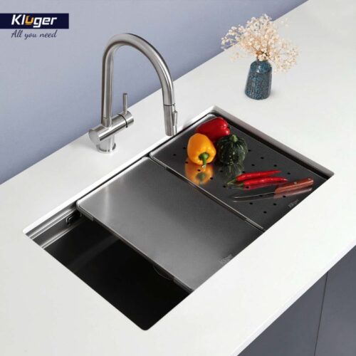 Ảnh thực tế chậu rửa bát 1 hố Kluger KWU8161FS-S76 Plus