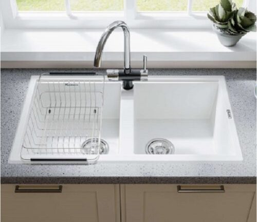 Ảnh thực tế chậu rửa bát Konox Granite Sink Phoenix Smart 860 White Silver