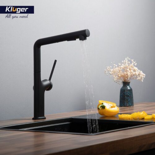 Ảnh vòi rửa bát nóng lạnh Kluger KLF0001B có dây rút