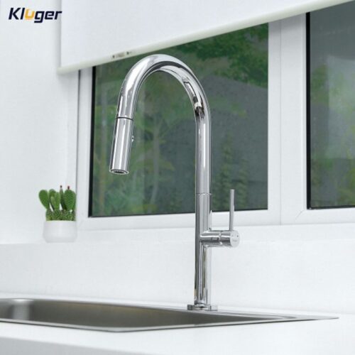 Ảnh vòi rửa bát nóng lạnh Kluger KLF0010C có dây rút