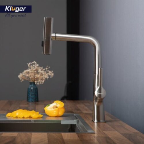 Ảnh vòi rửa bát nóng lạnh Kluger KLF0018S có dây rút