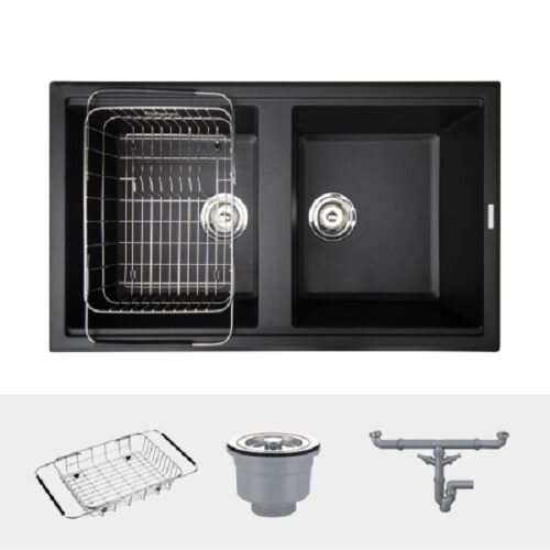 Các chi tiết chậu rửa bát Konox Granite Sink Phoenix Smart 860 - Black