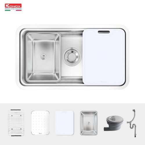 Chi tiết chậu rửa bát inox 1 hố Konox KN8347SU Dekor