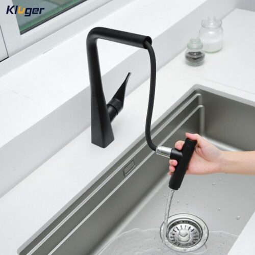 Hình ảnh vòi rửa bát nóng lạnh Kluger KLF0016B có dây rút