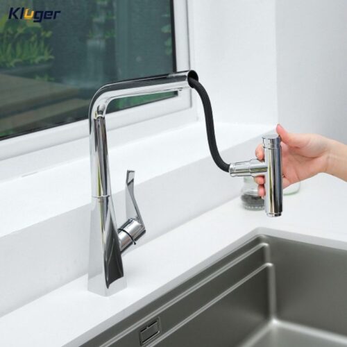 Hình ảnh vòi rửa bát nóng lạnh Kluger KLF0016C có dây rút