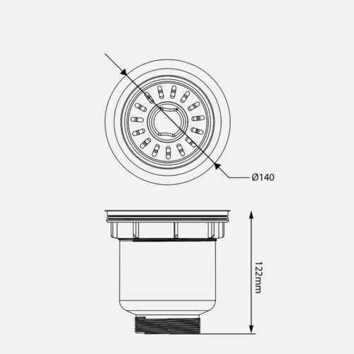 Kích thước bát rác inox Kluger KS-501DN145