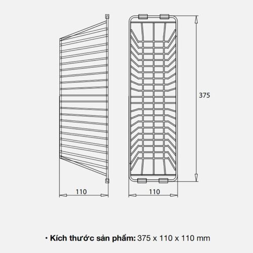 Kích thước giỏ để đồ inox Kluger KB-603