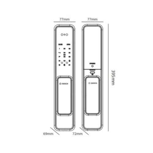 Kích thước khóa cửa vân tay Bosch EL600 EU Black