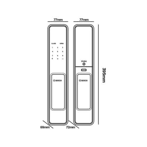 Kích thước khóa cửa vân tay Bosch EL600 EU Gold