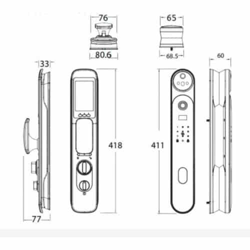 Kích thước khóa thông minh Avolock AL-79FRVT-B