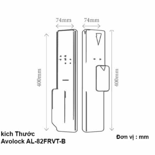 Kích thước khóa cửa điện tử Avolock AL-82FRVT-B