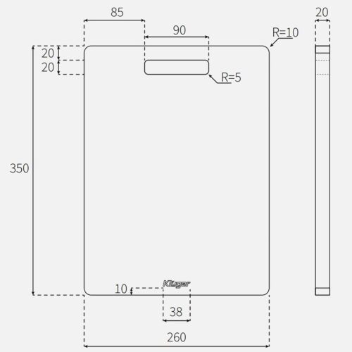 Kích thước thớt gỗ tre Kluger KCB-104W