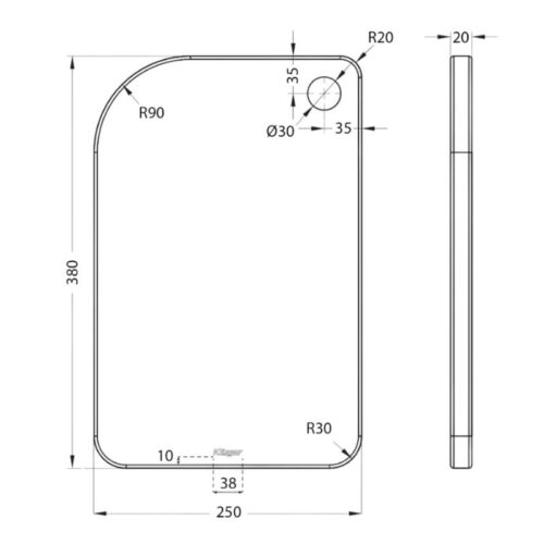 Kích thước thớt gỗ tre Kluger KCB-K500