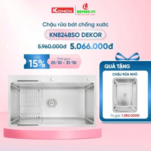 Khuyến mãi chậu rửa bát inox 1 hố Konox KN8248SO Dekor