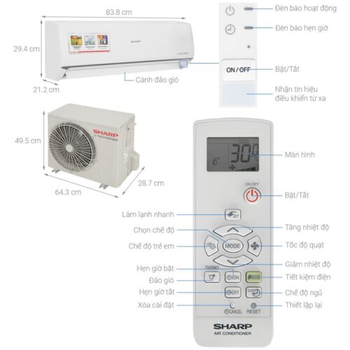 Thông số điều hoà Sharp 1 chiều Inverter AH-X10ZEW