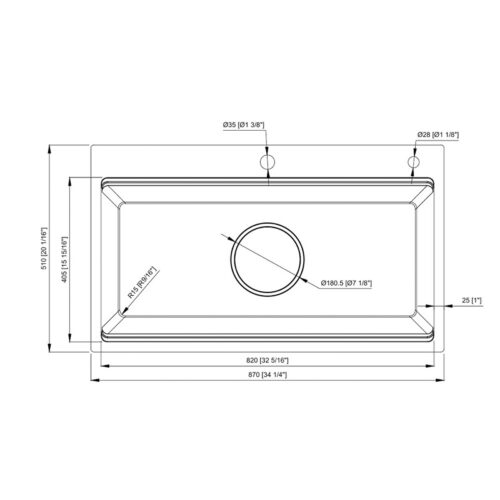 Kích thước chậu rửa bát 1 hố Konox KN8751TS Dekor