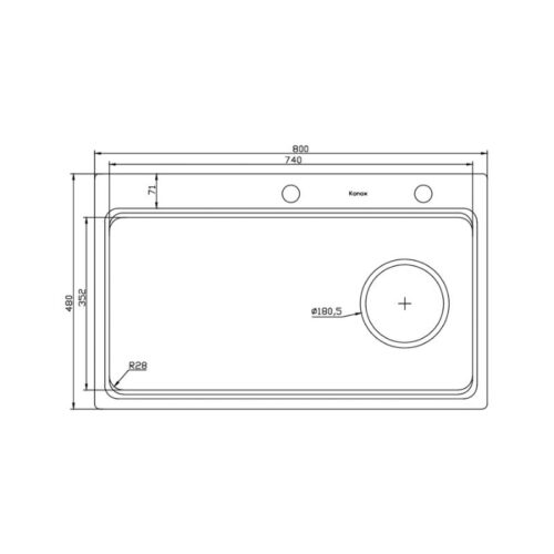 Kích thước chậu rửa bát inox 1 hố Konox Workstation Sink KN8048TS Dekor