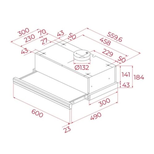 Kích thước máy hút mùi âm tủ Teka TOTAL CNL 6415 40436810