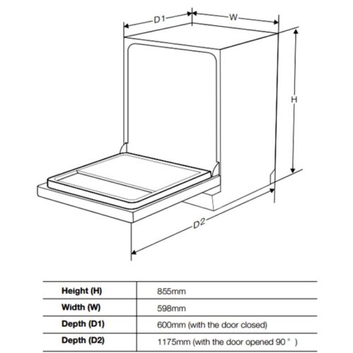 Kích thước máy rửa bát độc lập Spelier SP 16DWKT/G