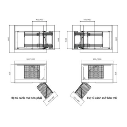 Chi tiết kệ góc liên hoàn nan dẹt Inox GrandX XMC.45S LEFT