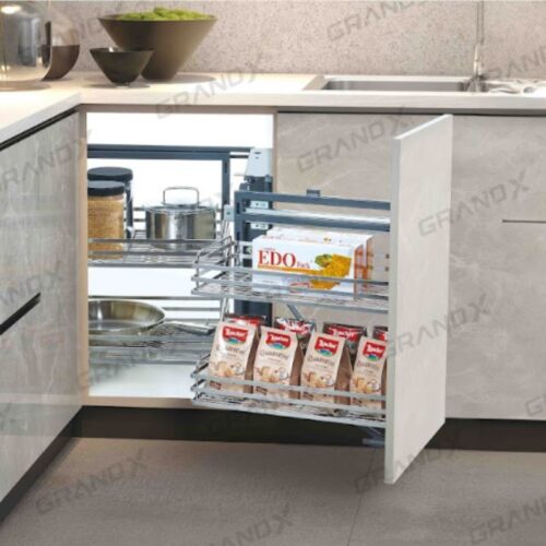 Kệ góc liên hoàn nan dẹt Inox GrandX XMC.45S LEFT