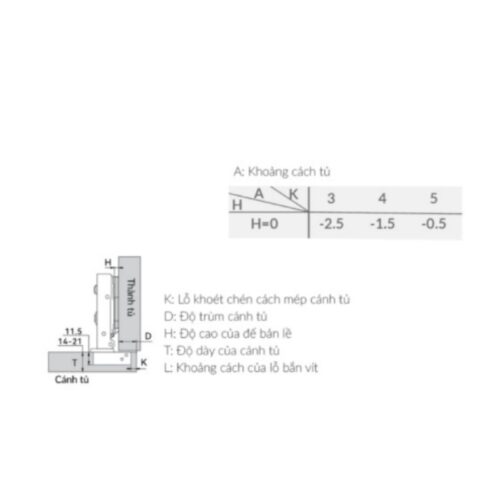 Kích thước bản lề cong lắp lọt lòng Capella thép GrandX XC.IR107C