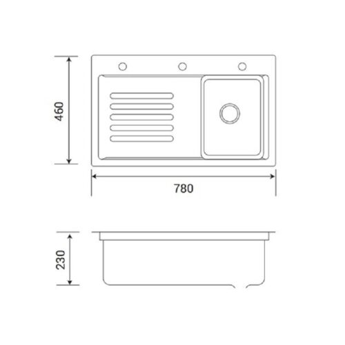 Kích thước chậu rửa bát Henry HR-C7846IH BLACK