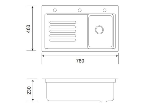 Kích thước chậu rửa bát Henry HR-C7846IH Grey