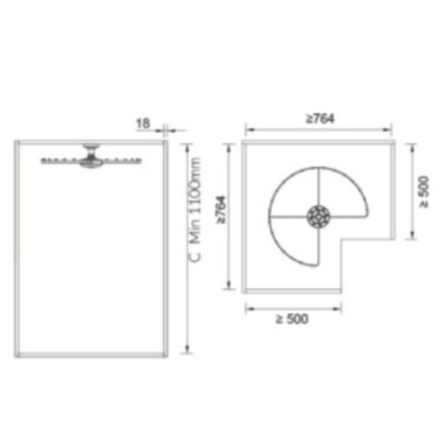 Kích thước giá treo trần góc tủ quần áo 270 độ GrandX XM.270A