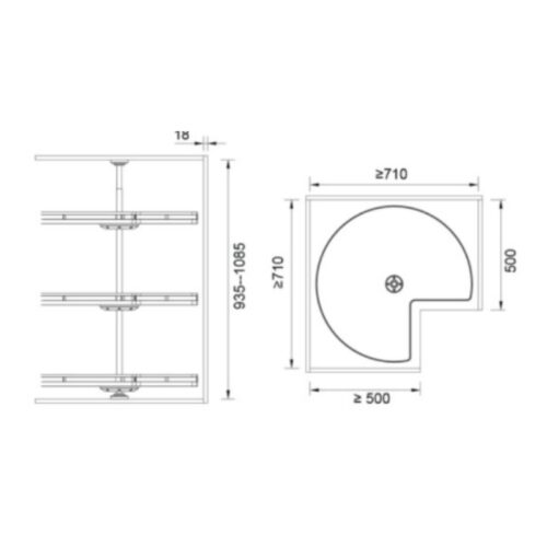 Kích thước kệ góc 270 độ 3 tầng GrandX XM.270B