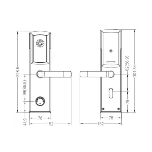 Kích thước khóa cửa khách sạn Hyundai HY-HL01 Silver