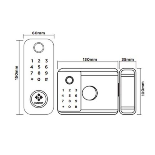 Kích thước khóa điện tử Hyundai HY-SLN002 Black