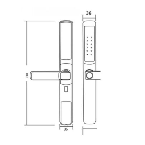 Kích thước khóa điện tử Hyundai HY-SLS003 Black