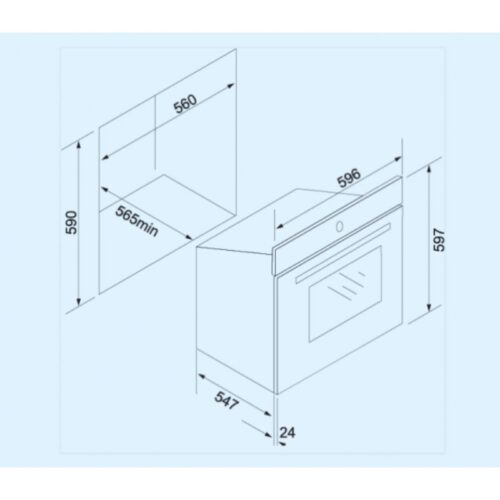 Kích thước lò nướng âm tủ 64L Tomate TOM 234