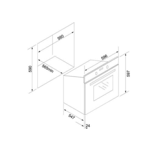 Kích thước lò nướng âm tủ 64L Tomate TOM 241