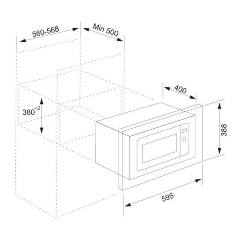 Kích thước lò vi sóng kết hợp nướng Tomate TOM MW‐220