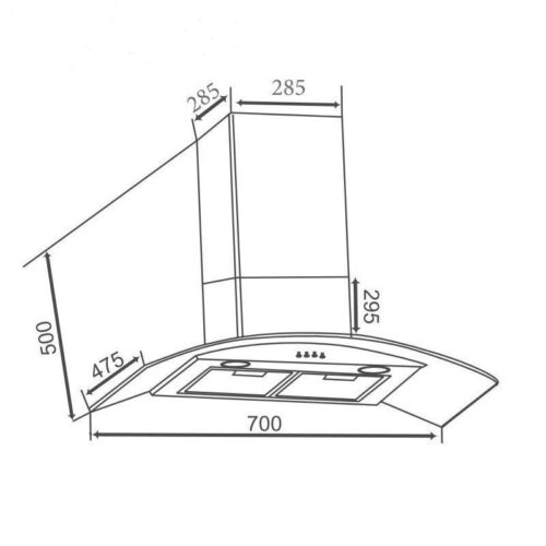 Kích thước máy hút mùi áp tường Faster FS 3570-BL