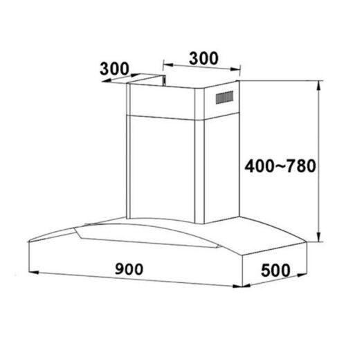 Kích thước máy hút mùi áp tường Faster FS 3588-90TS