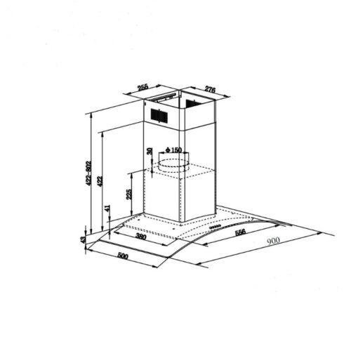 Kích thước máy hút mùi áp tường Faster FS 3590-BL