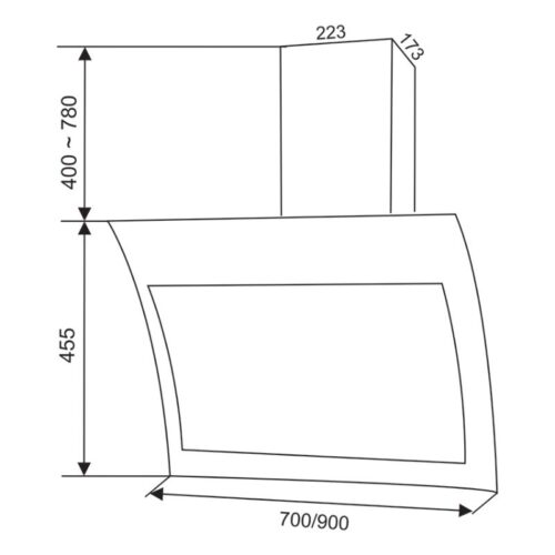 Kích thước máy hút mùi áp tường Faster FS 3689WN/BN-70